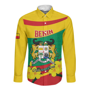 Personalized Happy Benin National Day Long Sleeve Button Shirt Fraternite Justice Travail