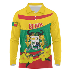 Personalized Happy Benin National Day Long Sleeve Polo Shirt Fraternite Justice Travail