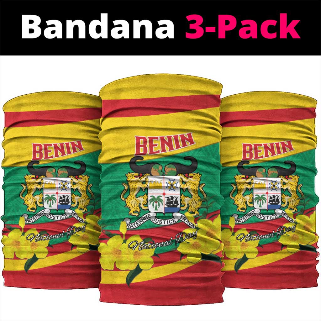 Happy Benin National Day Neck Gaiter Fraternite Justice Travail - African Pride