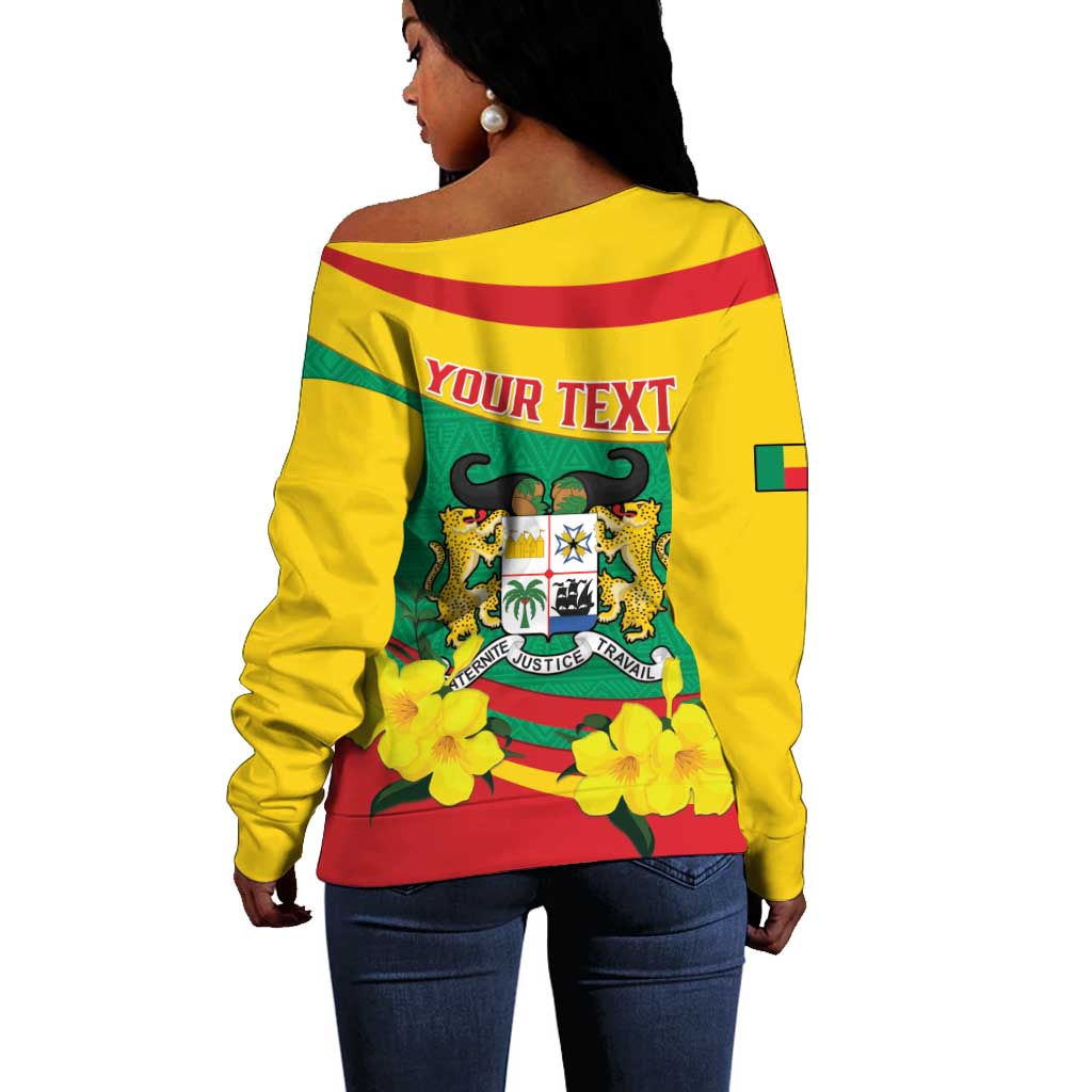 Personalized Happy Benin National Day Off Shoulder Sweater Fraternite Justice Travail
