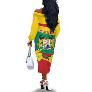 Personalized Happy Benin National Day Off The Shoulder Long Sleeve Dress Fraternite Justice Travail