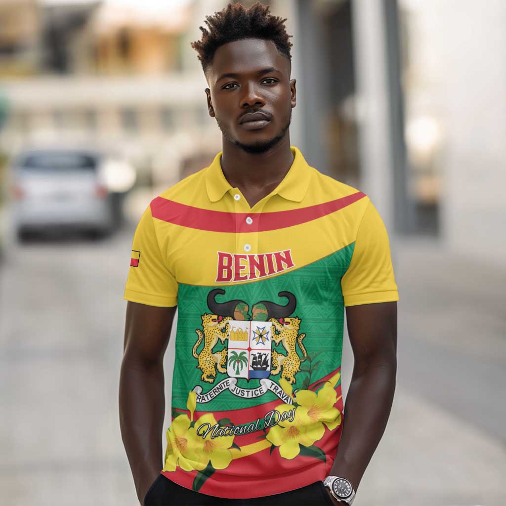 Personalized Happy Benin National Day Polo Shirt Fraternite Justice Travail