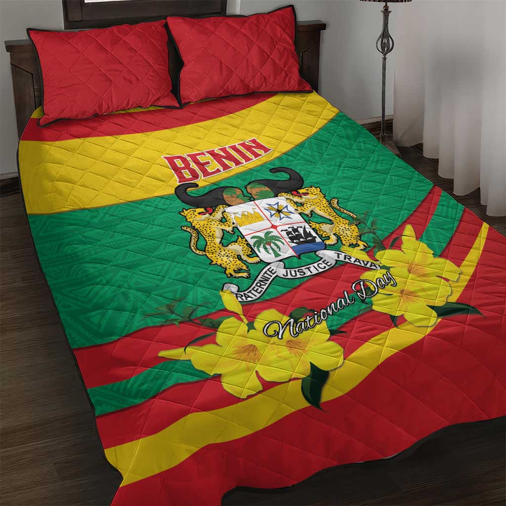 Happy Benin National Day Quilt Bed Set Fraternite Justice Travail