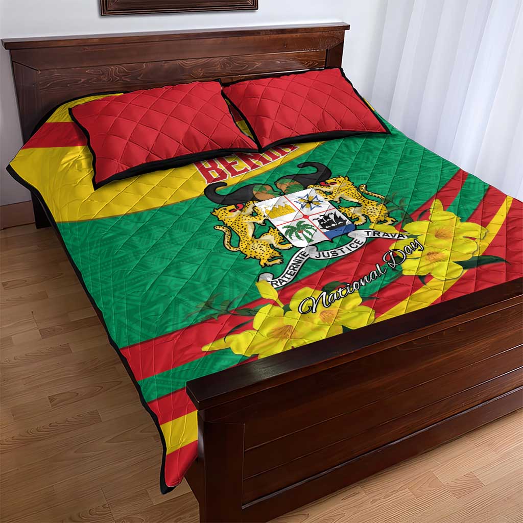 Happy Benin National Day Quilt Bed Set Fraternite Justice Travail