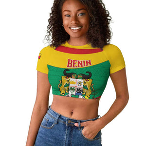 Personalized Happy Benin National Day Raglan Cropped T shirt Fraternite Justice Travail