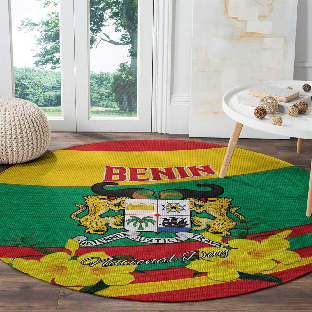 Happy Benin National Day Round Carpet Fraternite Justice Travail