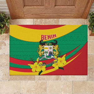 Happy Benin National Day Rubber Doormat Fraternite Justice Travail
