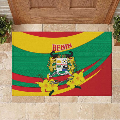 Happy Benin National Day Rubber Doormat Fraternite Justice Travail