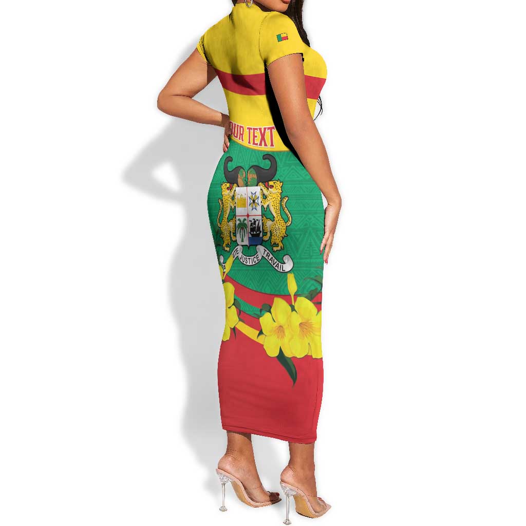 Personalized Happy Benin National Day Short Sleeve Bodycon Dress Fraternite Justice Travail