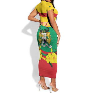 Personalized Happy Benin National Day Short Sleeve Bodycon Dress Fraternite Justice Travail