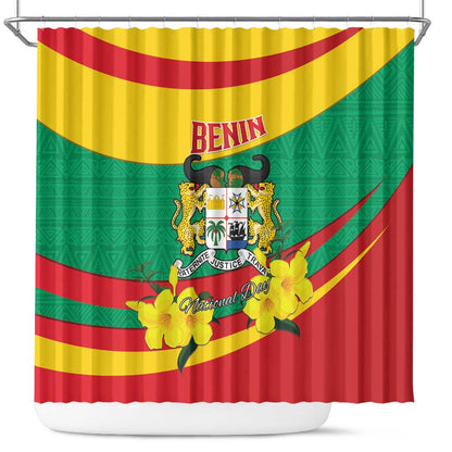 Happy Benin National Day Shower Curtain Fraternite Justice Travail