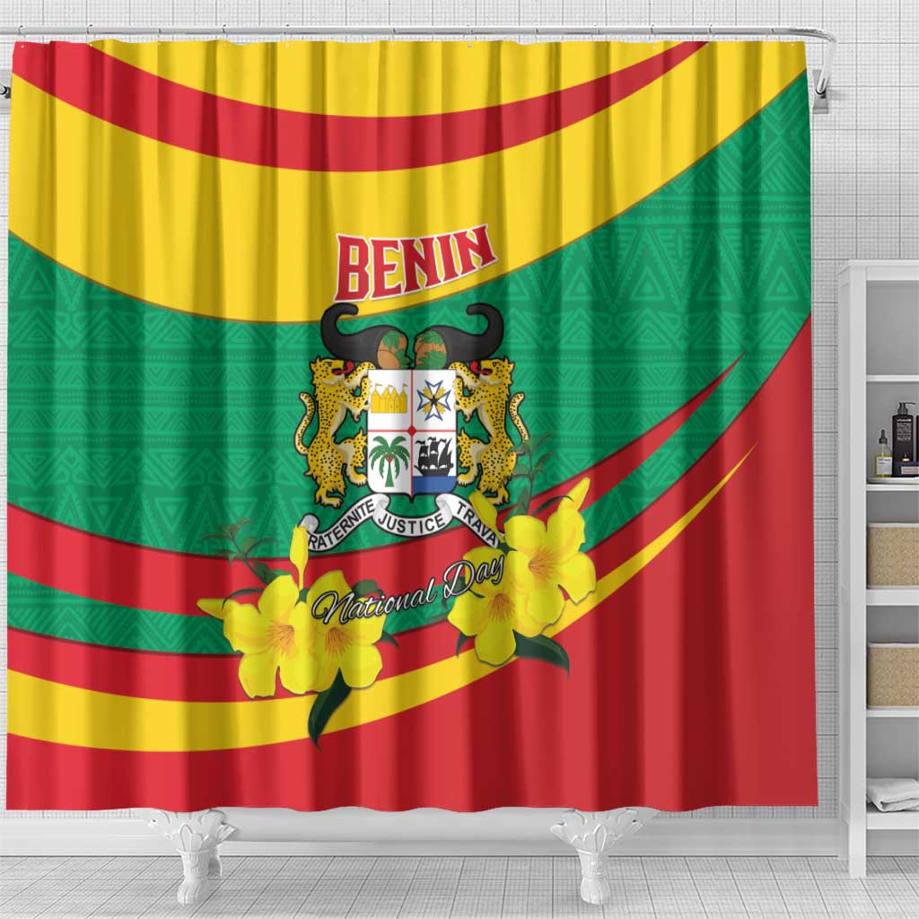Happy Benin National Day Shower Curtain Fraternite Justice Travail
