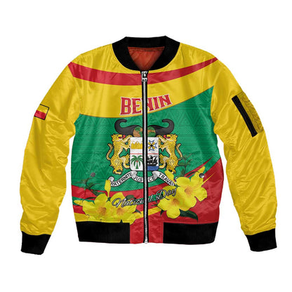 Personalized Happy Benin National Day Sleeve Zip Bomber Jacket Fraternite Justice Travail