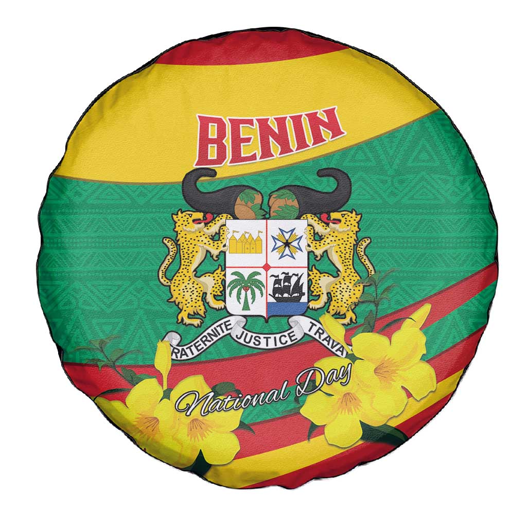 Happy Benin National Day Spare Tire Cover Fraternite Justice Travail