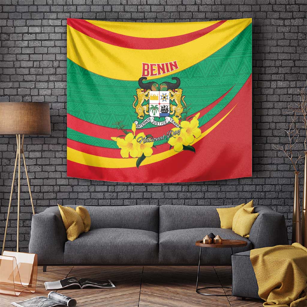 Happy Benin National Day Tapestry Fraternite Justice Travail