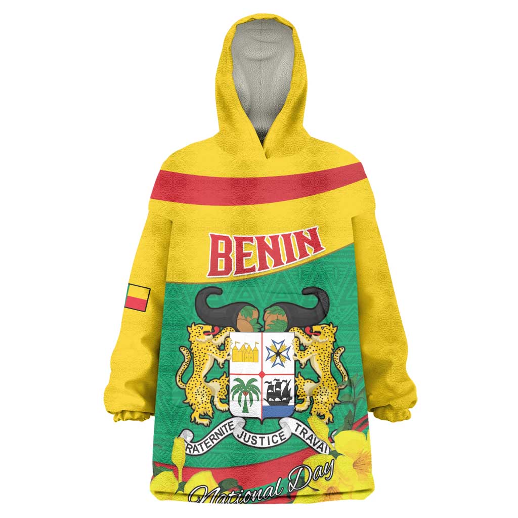 Personalized Happy Benin National Day Wearable Blanket Hoodie Fraternite Justice Travail