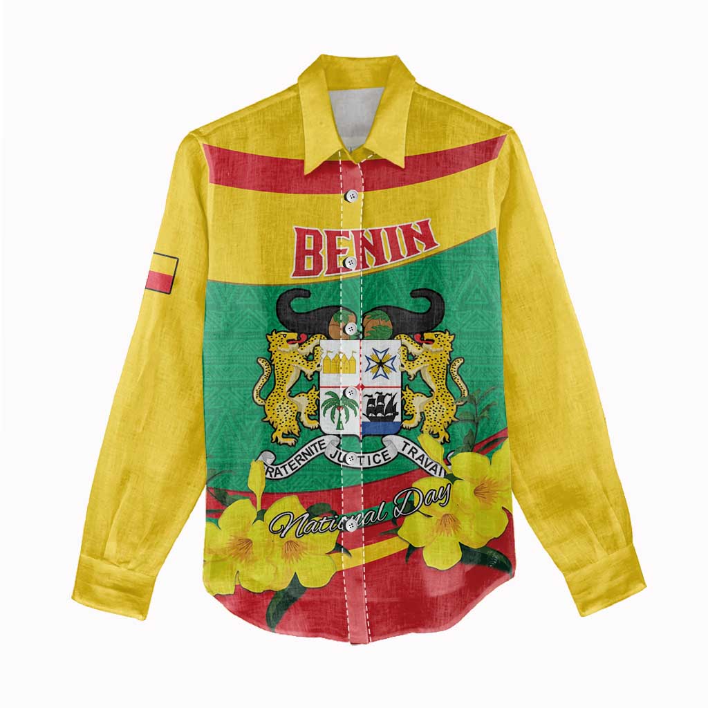 Personalized Happy Benin National Day Women Casual Shirt Fraternite Justice Travail