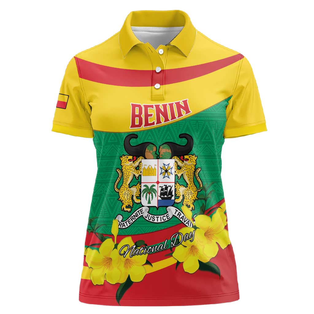 Personalized Happy Benin National Day Women Polo Shirt Fraternite Justice Travail
