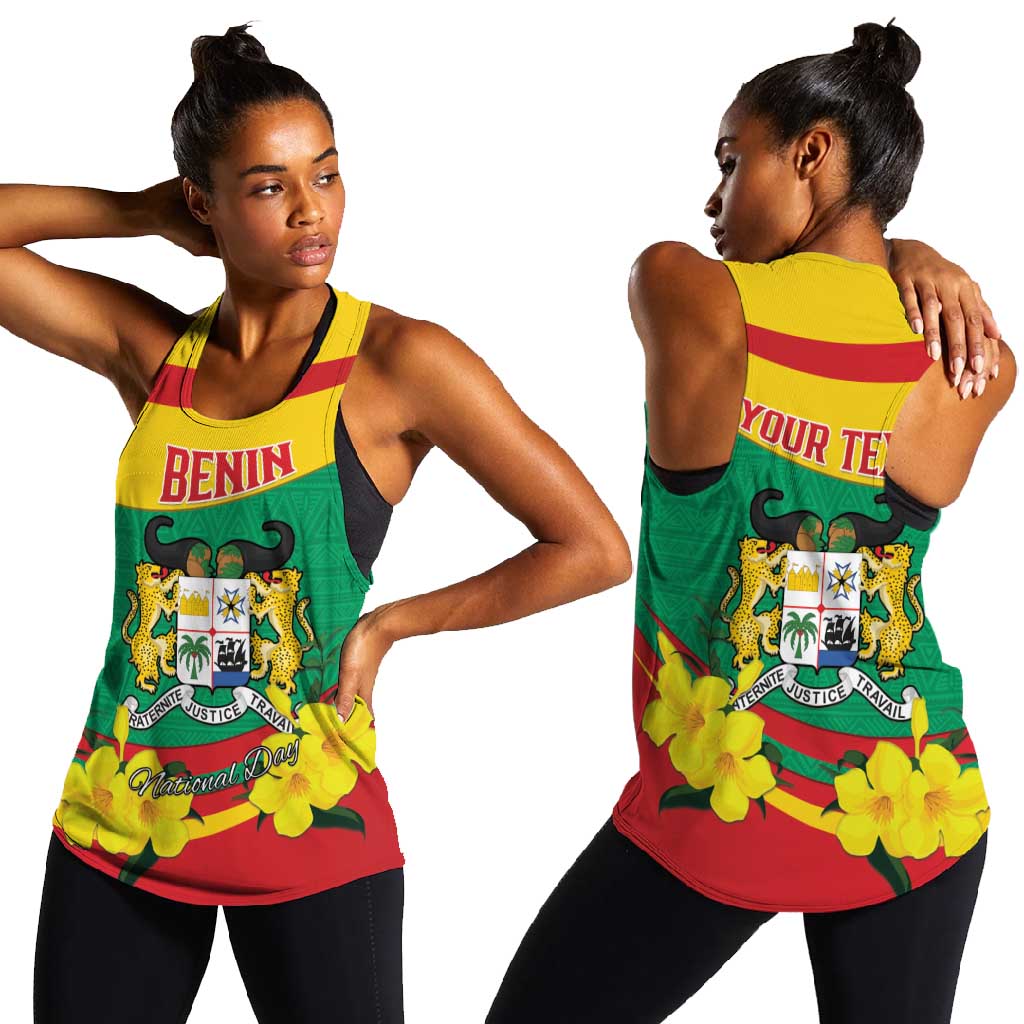 Personalized Happy Benin National Day Women Racerback Tank Fraternite Justice Travail