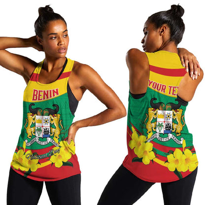 Personalized Happy Benin National Day Women Racerback Tank Fraternite Justice Travail