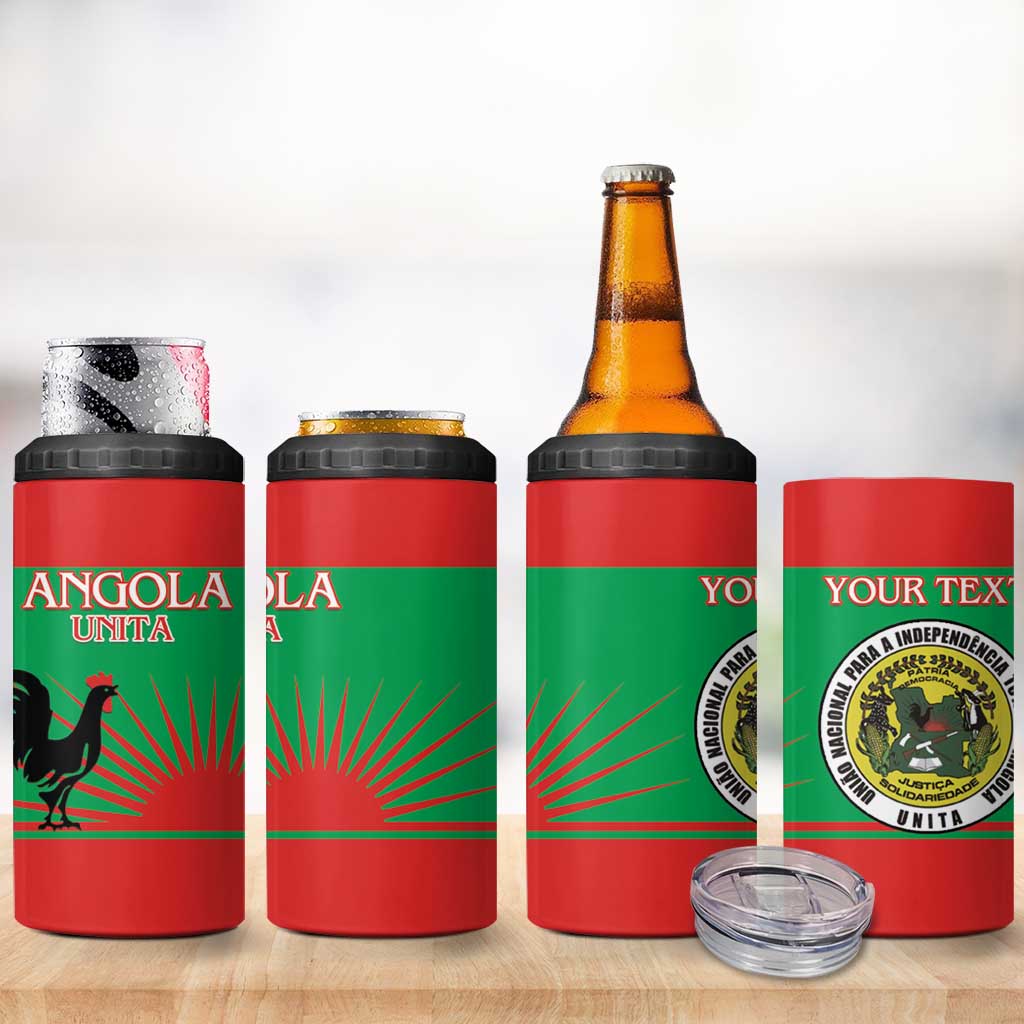 Personalized Angola 4 in 1 Can Cooler Tumbler UNITA  Party Flag Style