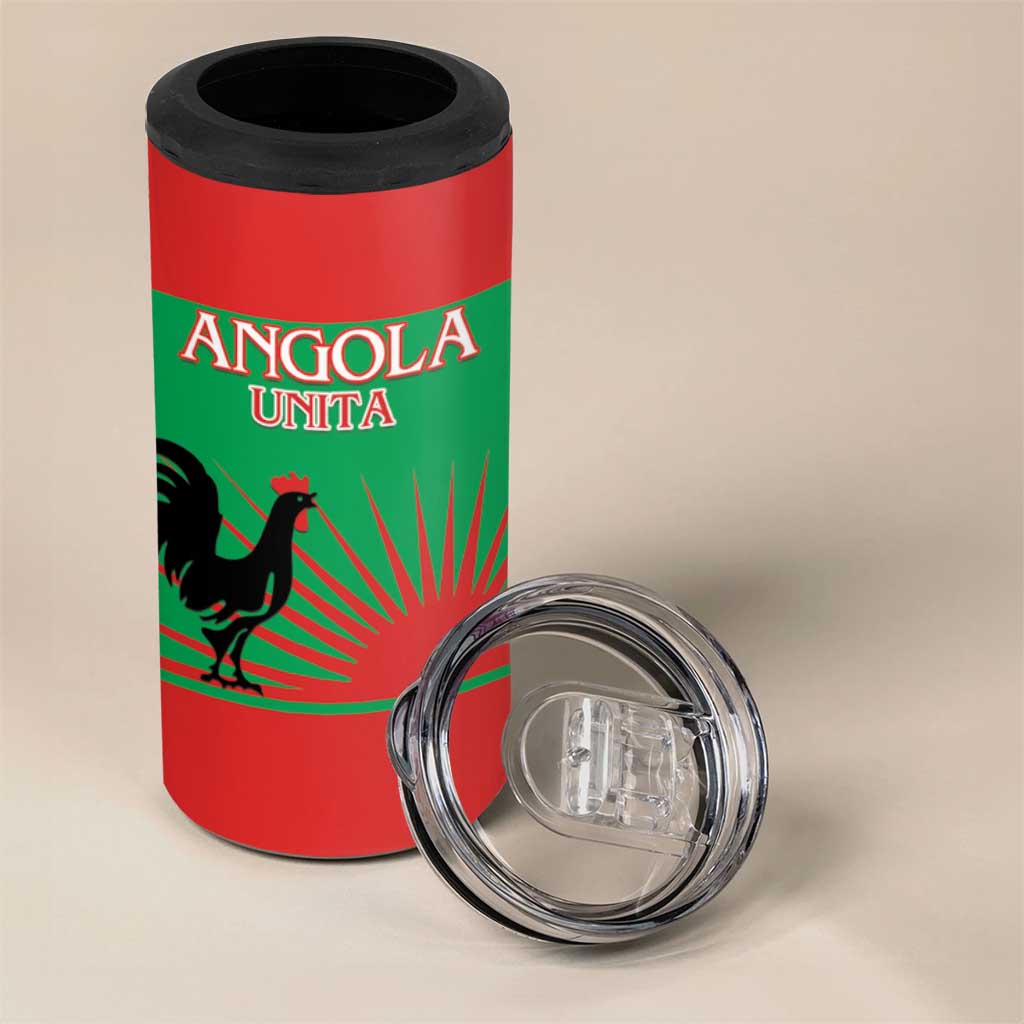 Personalized Angola 4 in 1 Can Cooler Tumbler UNITA  Party Flag Style