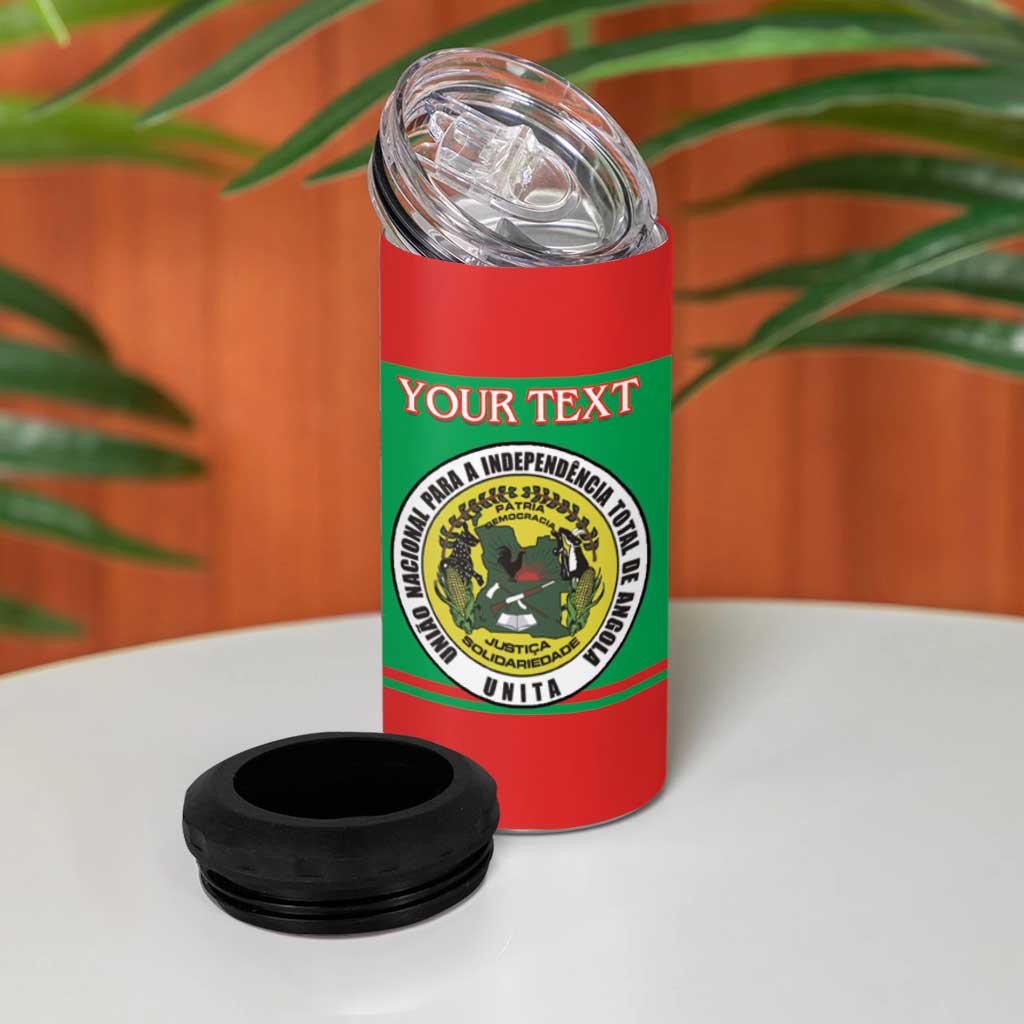 Personalized Angola 4 in 1 Can Cooler Tumbler UNITA  Party Flag Style