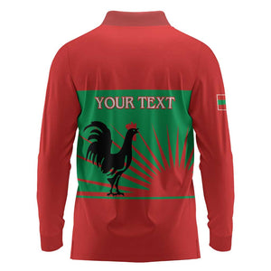 Personalized Angola Long Sleeve Polo Shirt UNITA  Party Flag Style
