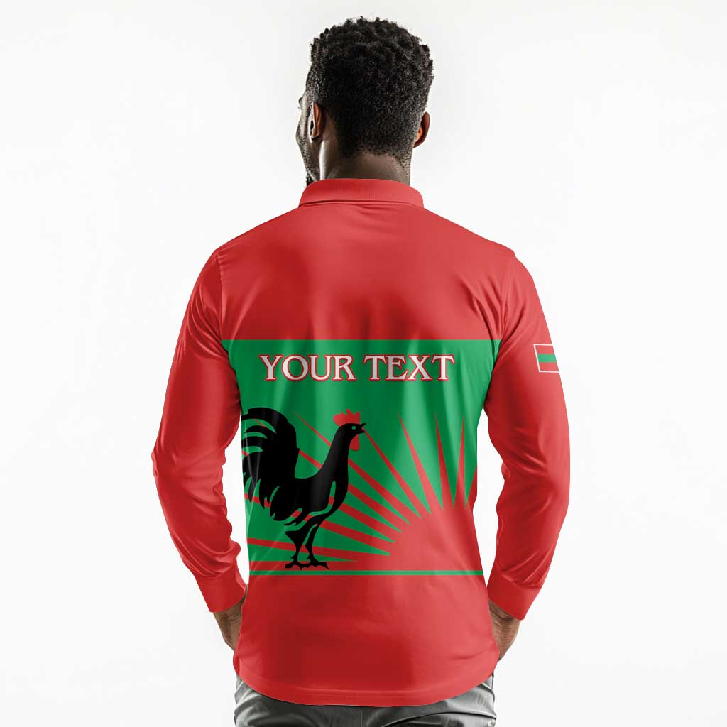 Personalized Angola Long Sleeve Polo Shirt UNITA  Party Flag Style