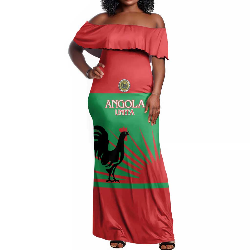Personalized Angola Off Shoulder Maxi Dress UNITA  Party Flag Style