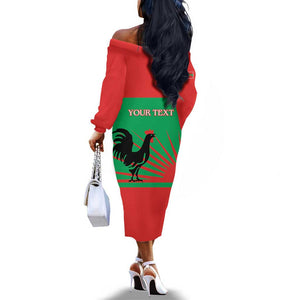 Personalized Angola Off The Shoulder Long Sleeve Dress UNITA  Party Flag Style