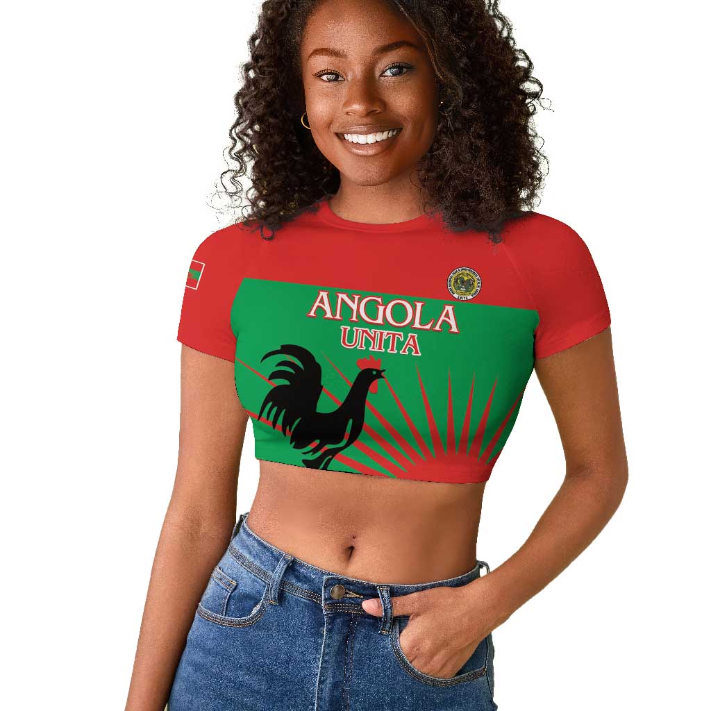 Personalized Angola Raglan Cropped T shirt UNITA  Party Flag Style