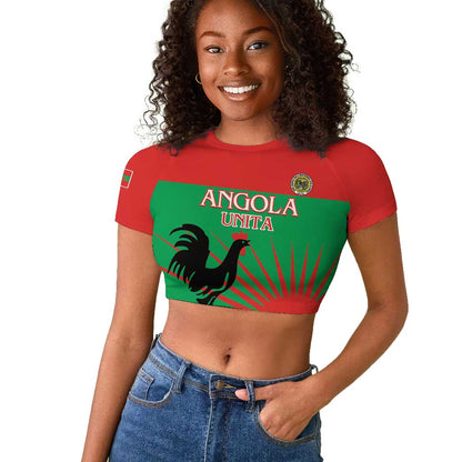 Personalized Angola Raglan Cropped T shirt UNITA  Party Flag Style