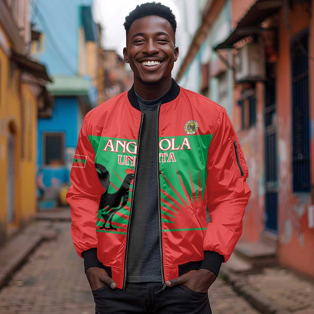 Personalized Angola Sleeve Zip Bomber Jacket UNITA  Party Flag Style