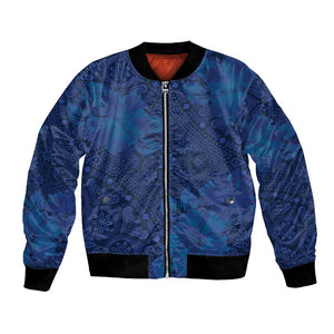 Afro Hibiscus Tropical Bomber Jacket ShweShwe African Pattern - African Pride