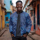 Afro Hibiscus Tropical Bomber Jacket ShweShwe African Pattern - African Pride