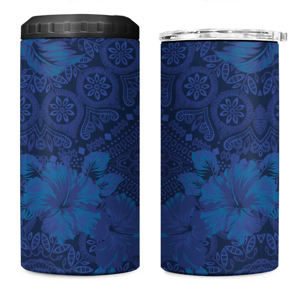 Afro Hibiscus Tropical 4 in 1 Can Cooler Tumbler ShweShwe African Pattern - African Pride