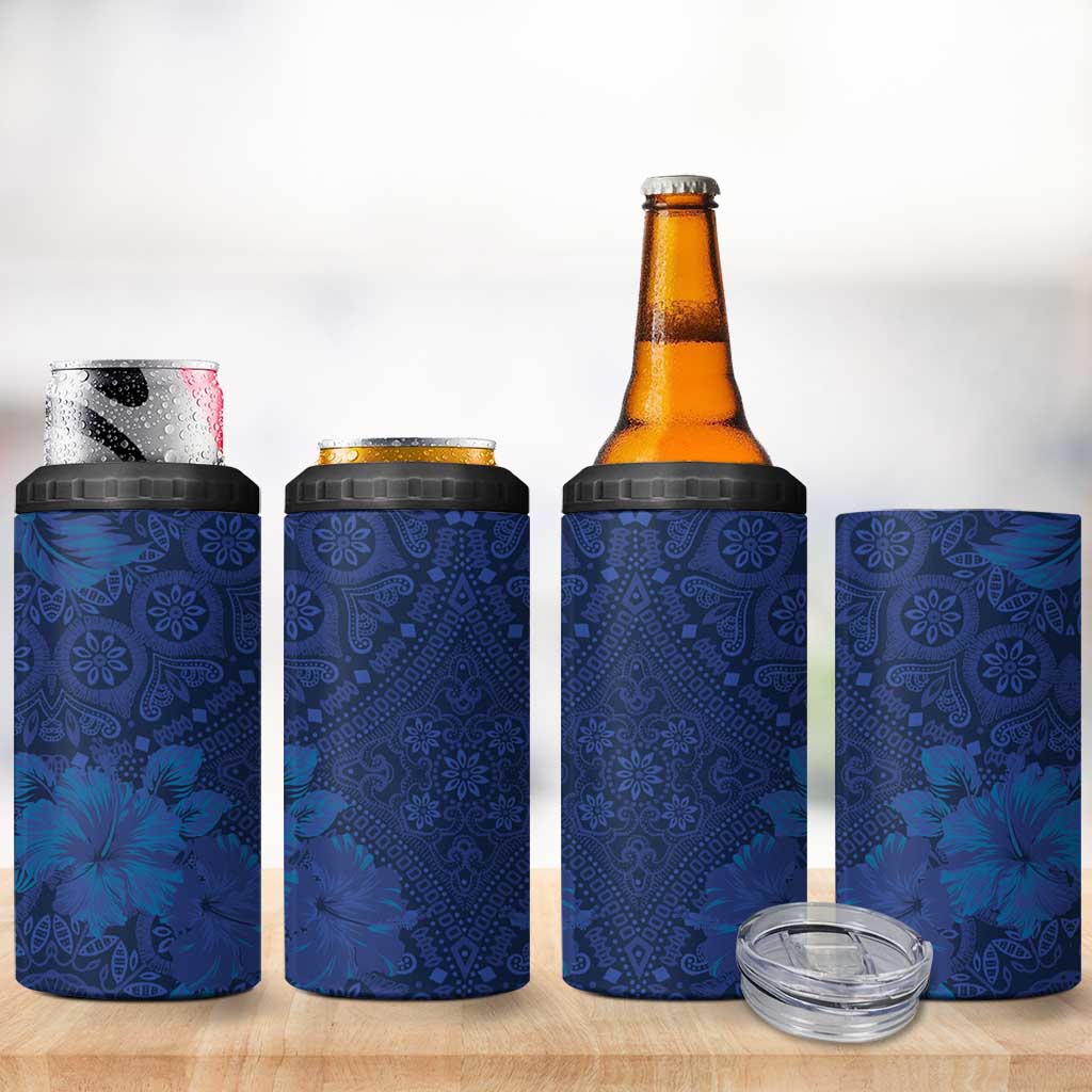 Afro Hibiscus Tropical 4 in 1 Can Cooler Tumbler ShweShwe African Pattern - African Pride