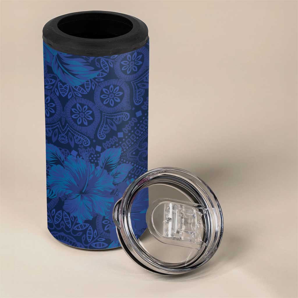Afro Hibiscus Tropical 4 in 1 Can Cooler Tumbler ShweShwe African Pattern - African Pride