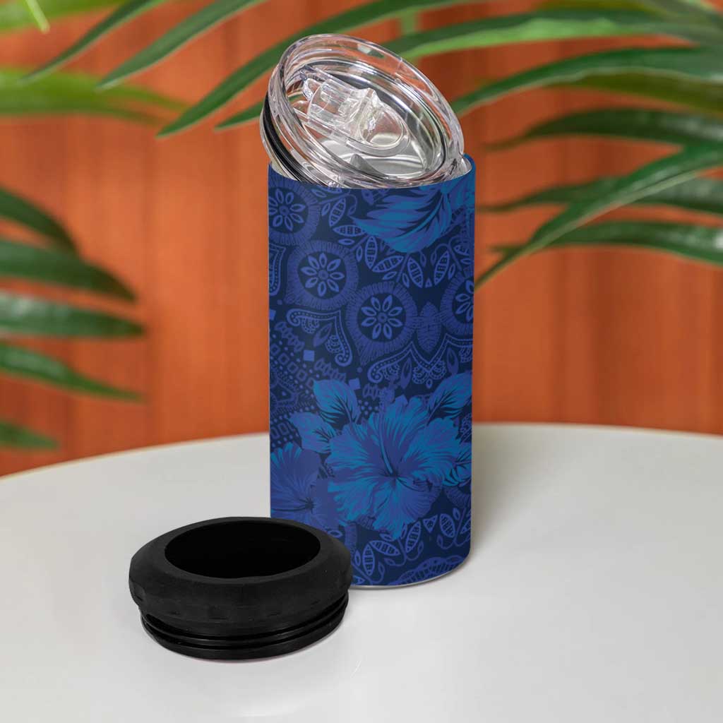 Afro Hibiscus Tropical 4 in 1 Can Cooler Tumbler ShweShwe African Pattern - African Pride