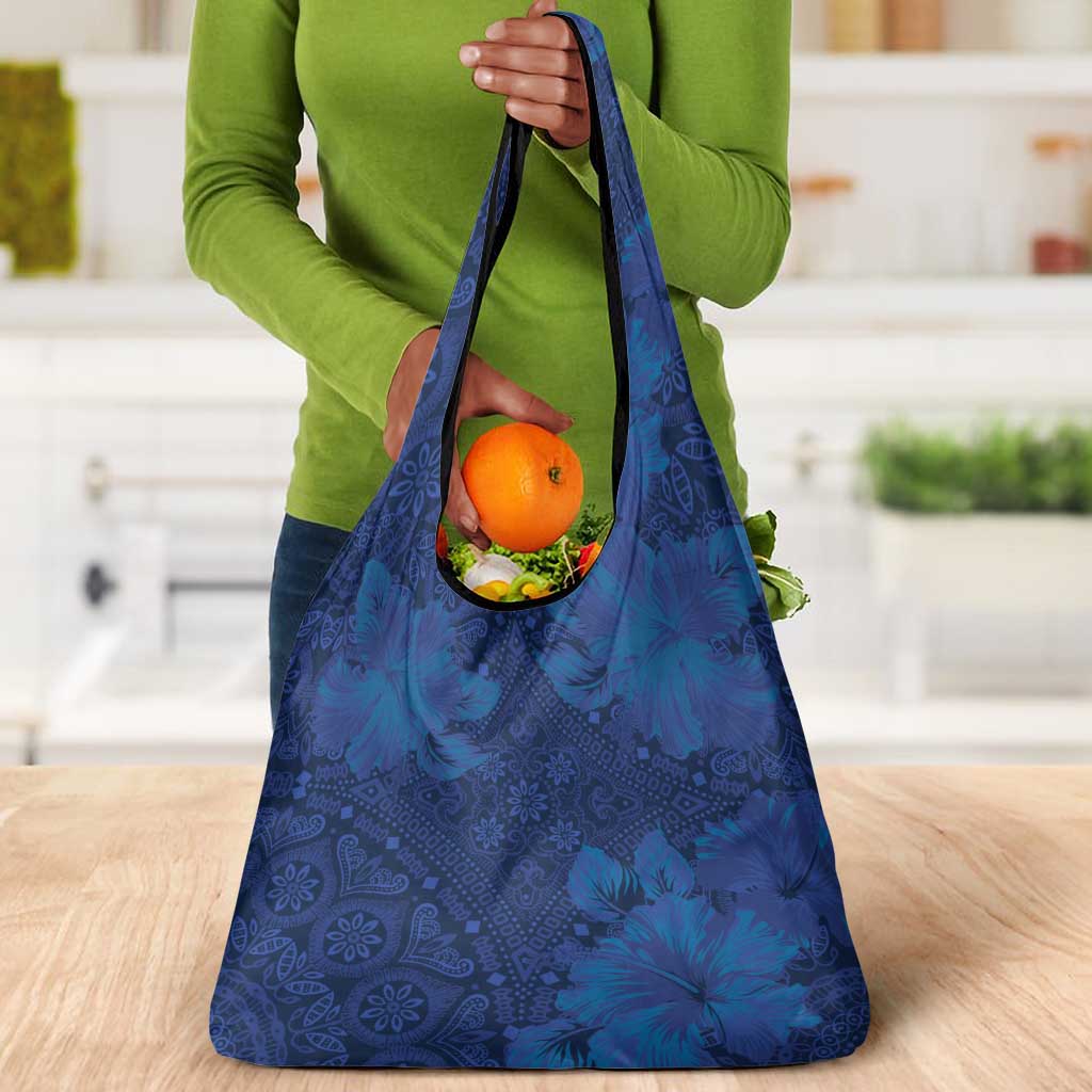 Afro Hibiscus Tropical Grocery Bag ShweShwe African Pattern - African Pride