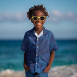 Afro Hibiscus Tropical Kid Hawaiian Shirt ShweShwe African Pattern - African Pride
