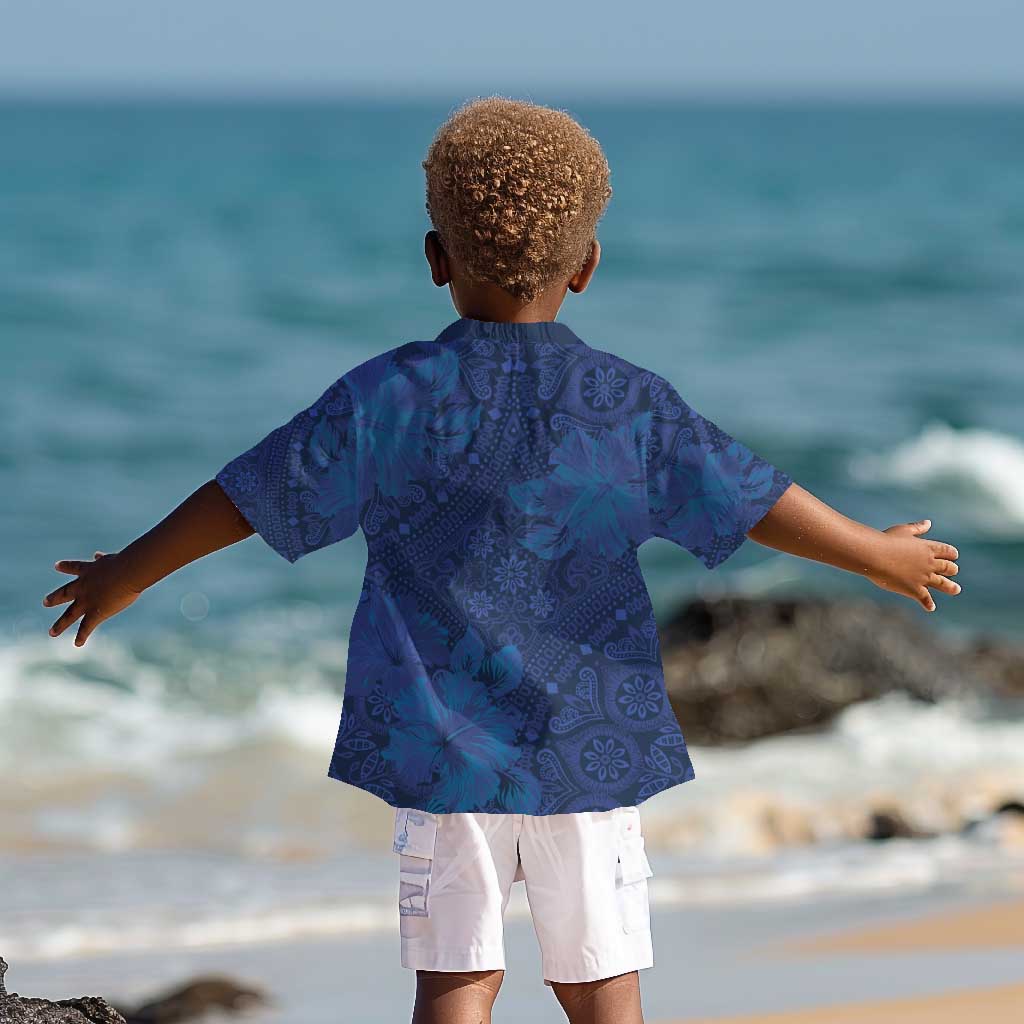 Afro Hibiscus Tropical Kid Hawaiian Shirt ShweShwe African Pattern - African Pride