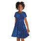 Afro Hibiscus Tropical Kid Short Sleeve Dress ShweShwe African Pattern - African Pride