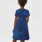 Afro Hibiscus Tropical Kid Short Sleeve Dress ShweShwe African Pattern - African Pride