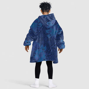 Afro Hibiscus Tropical Kid Wearable Blanket Hoodie ShweShwe African Pattern - African Pride