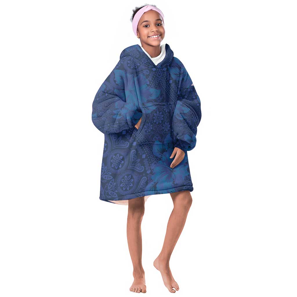 Afro Hibiscus Tropical Kid Wearable Blanket Hoodie ShweShwe African Pattern - African Pride