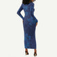 Afro Hibiscus Tropical Long Sleeve Bodycon Dress ShweShwe African Pattern - African Pride