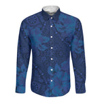 Afro Hibiscus Tropical Long Sleeve Button Shirt ShweShwe African Pattern - African Pride