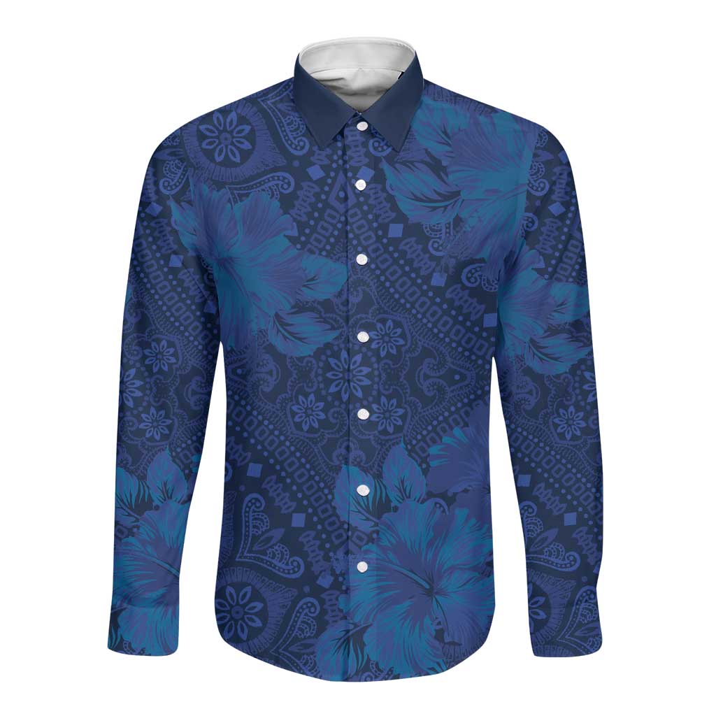 Afro Hibiscus Tropical Long Sleeve Button Shirt ShweShwe African Pattern - African Pride